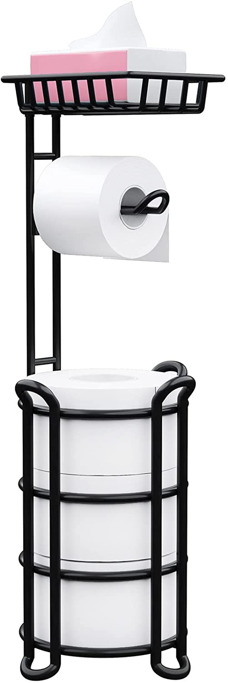 Toilet Paper Holder Stand with Shelf