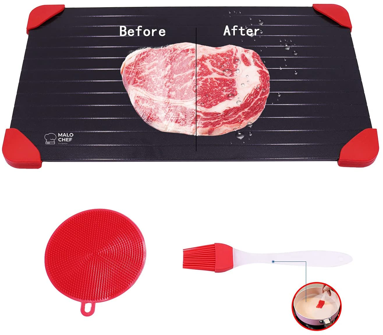Defrosting Tray for Frozen Meat & Accessory Set 