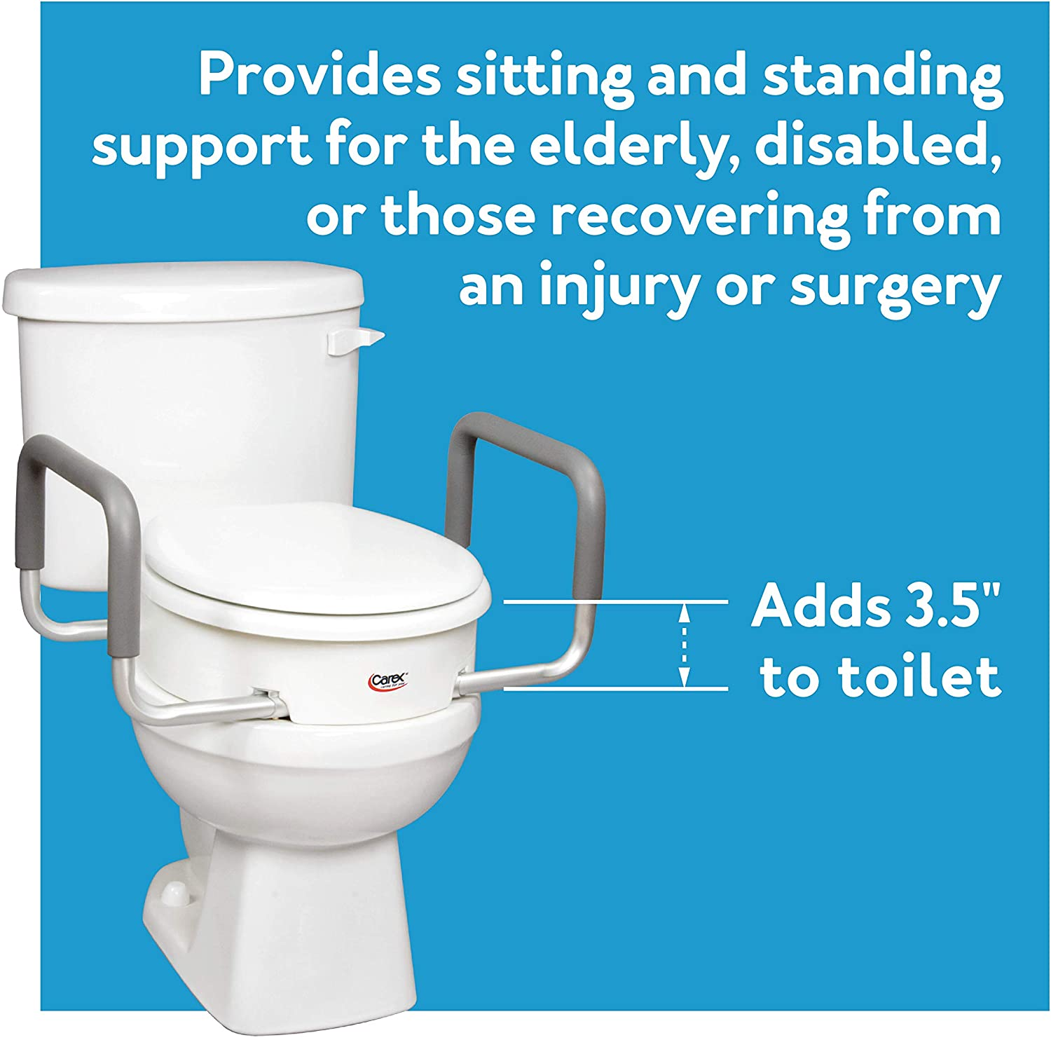 Elevated Toilet Riser with Removable Padded Handles