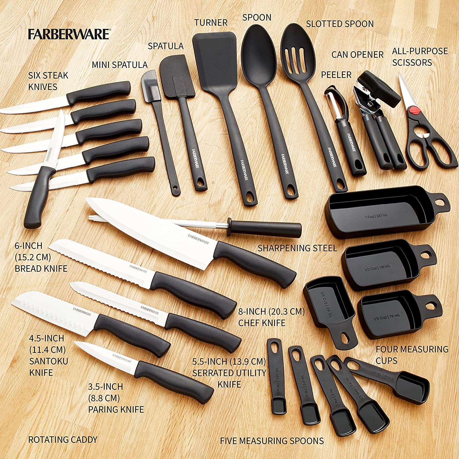 Spin-And-Store Knife and Kitchen Tool Set 