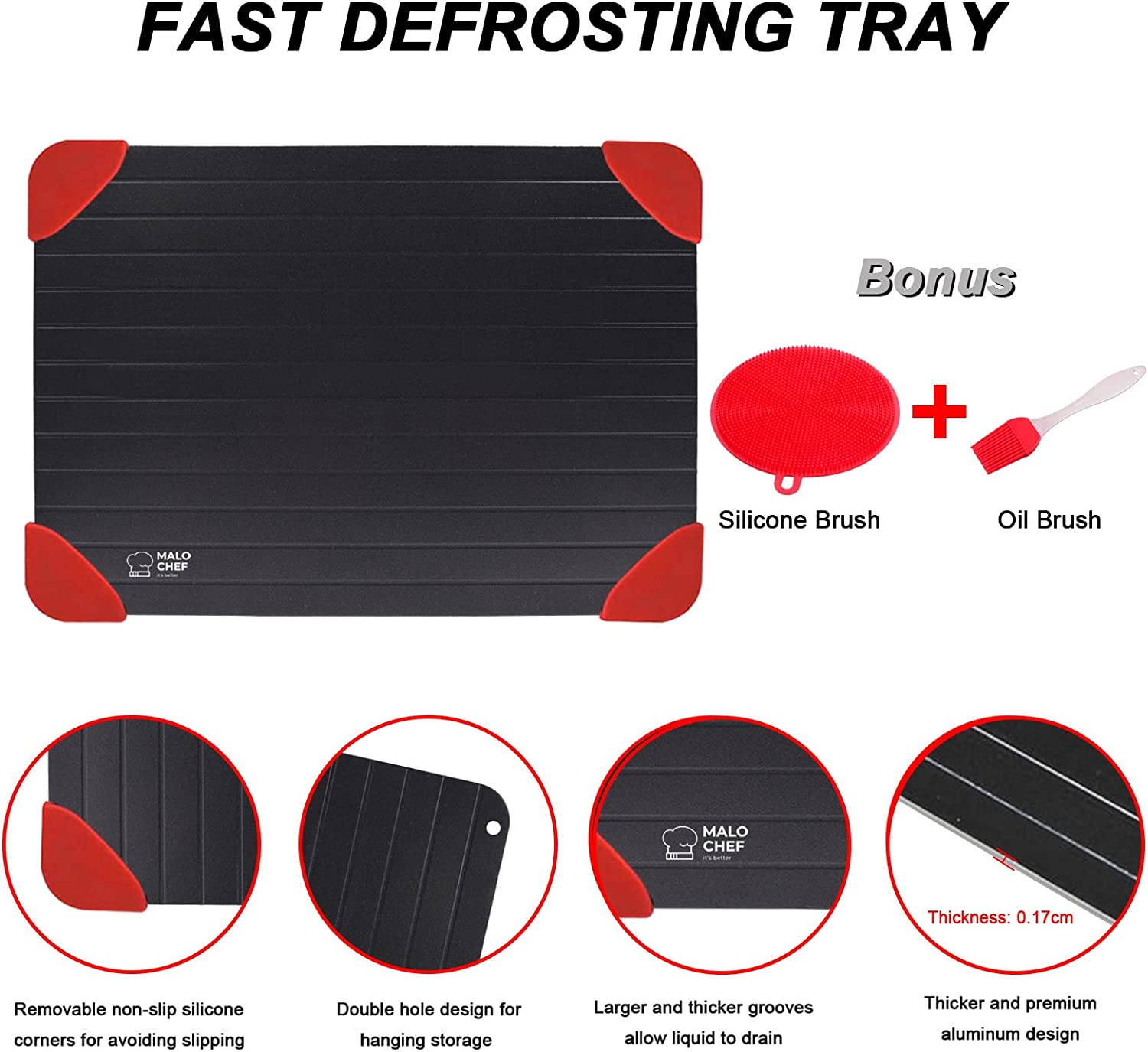 Defrosting Tray for Frozen Meat & Accessory Set 