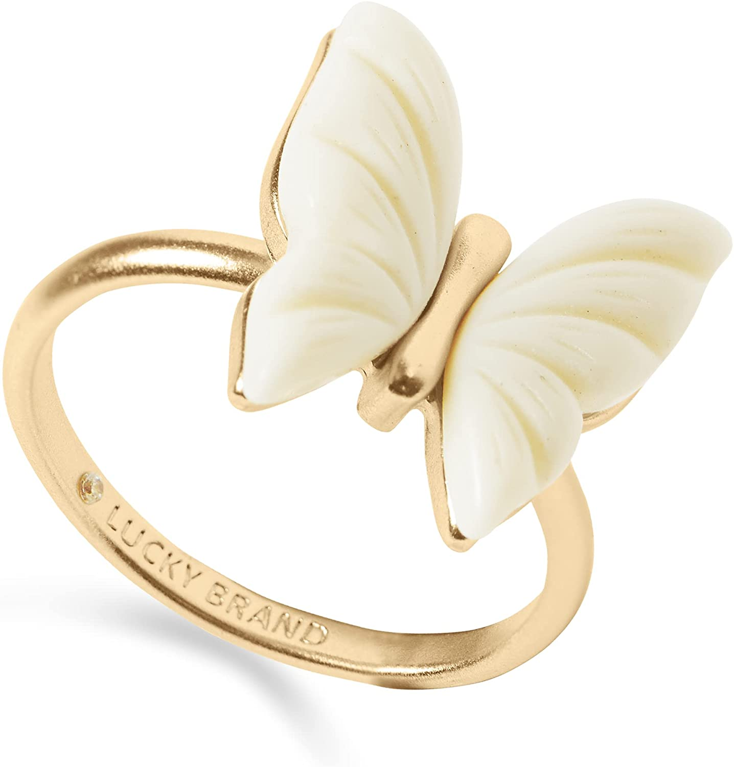 Carved Butterfly Ring,Gold,One Size