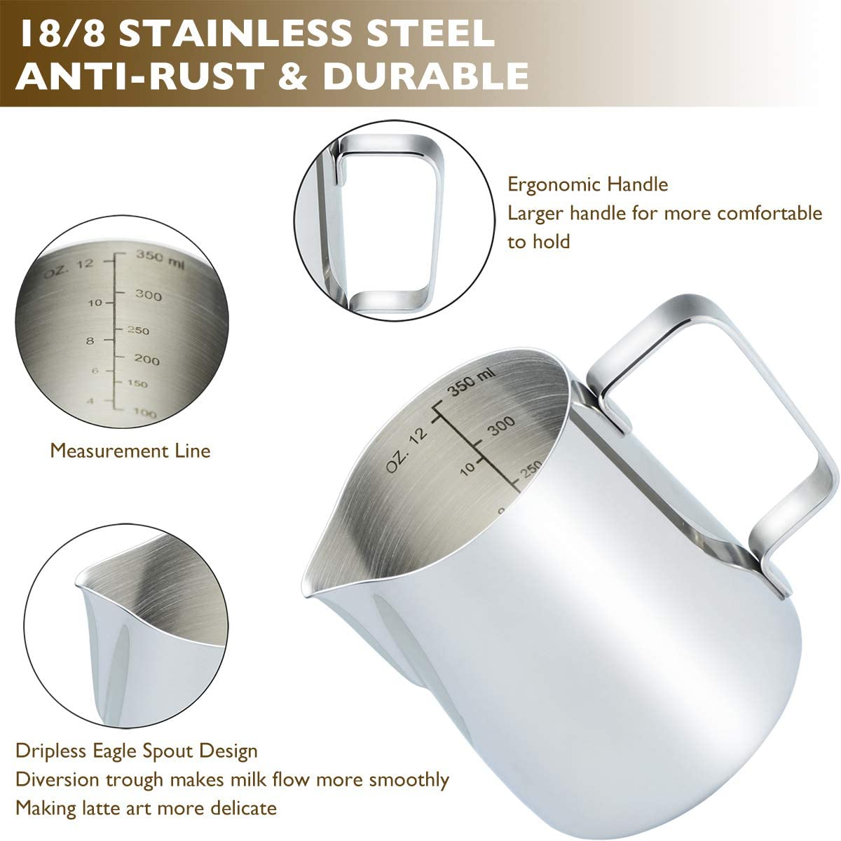 Stainless Steel Milk Frothing Pitcher