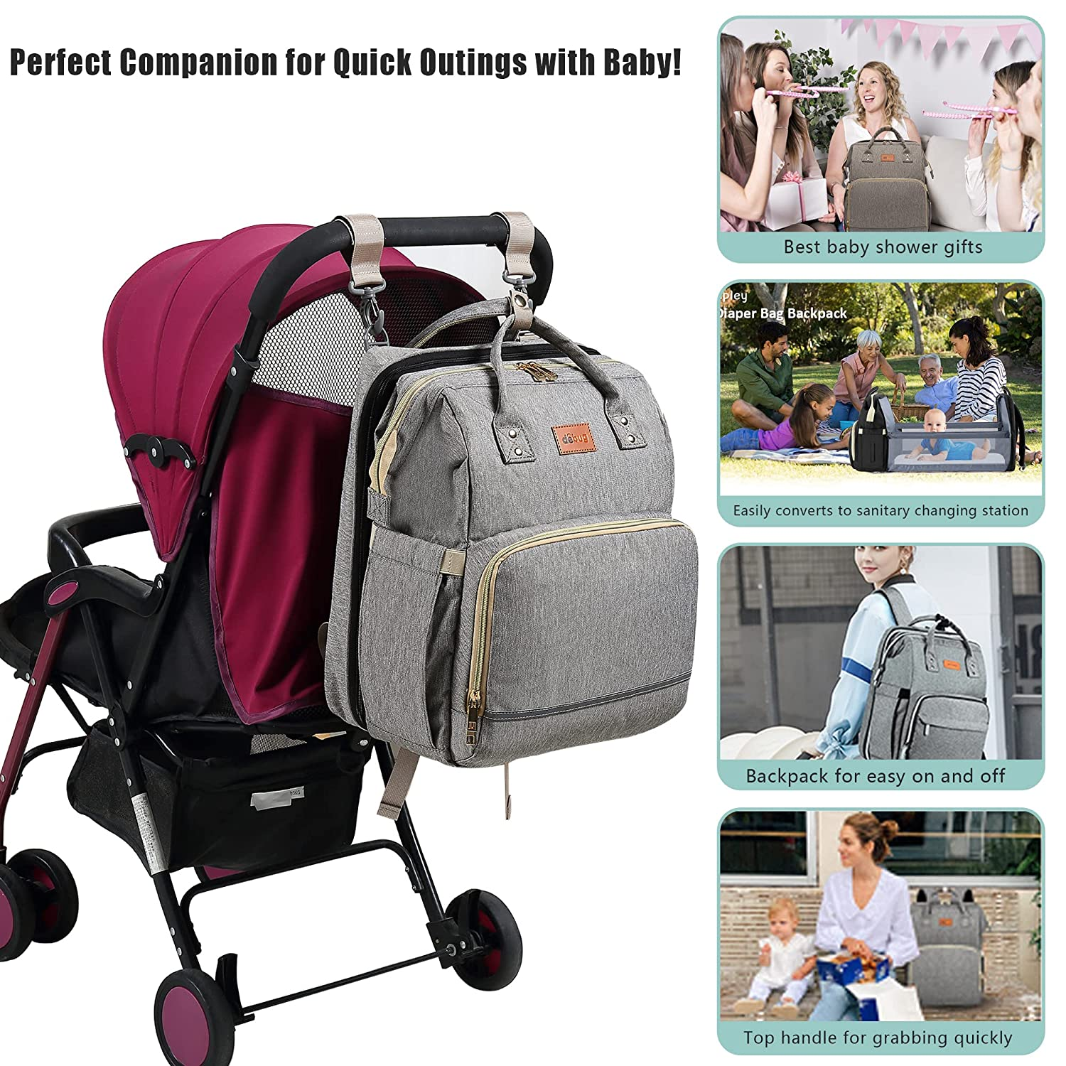 Baby Diaper Backpack with Changing Station