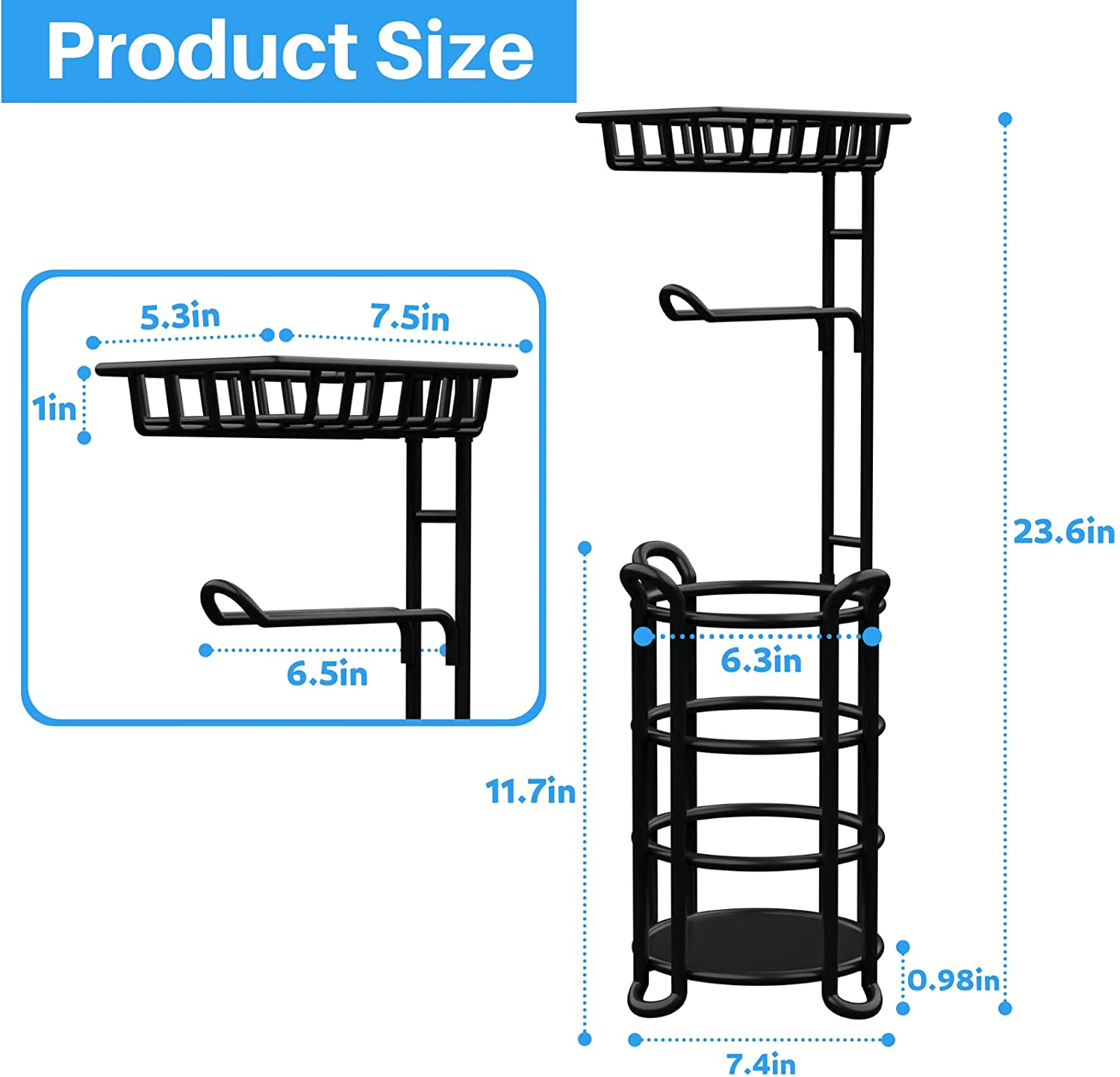 Toilet Paper Holder Stand with Shelf