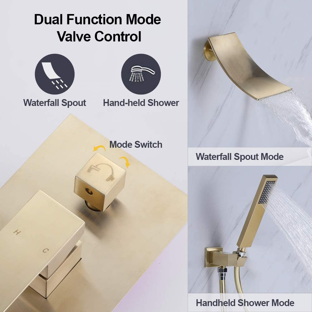 Wall Mount Bathtub Faucet with Handheld Shower