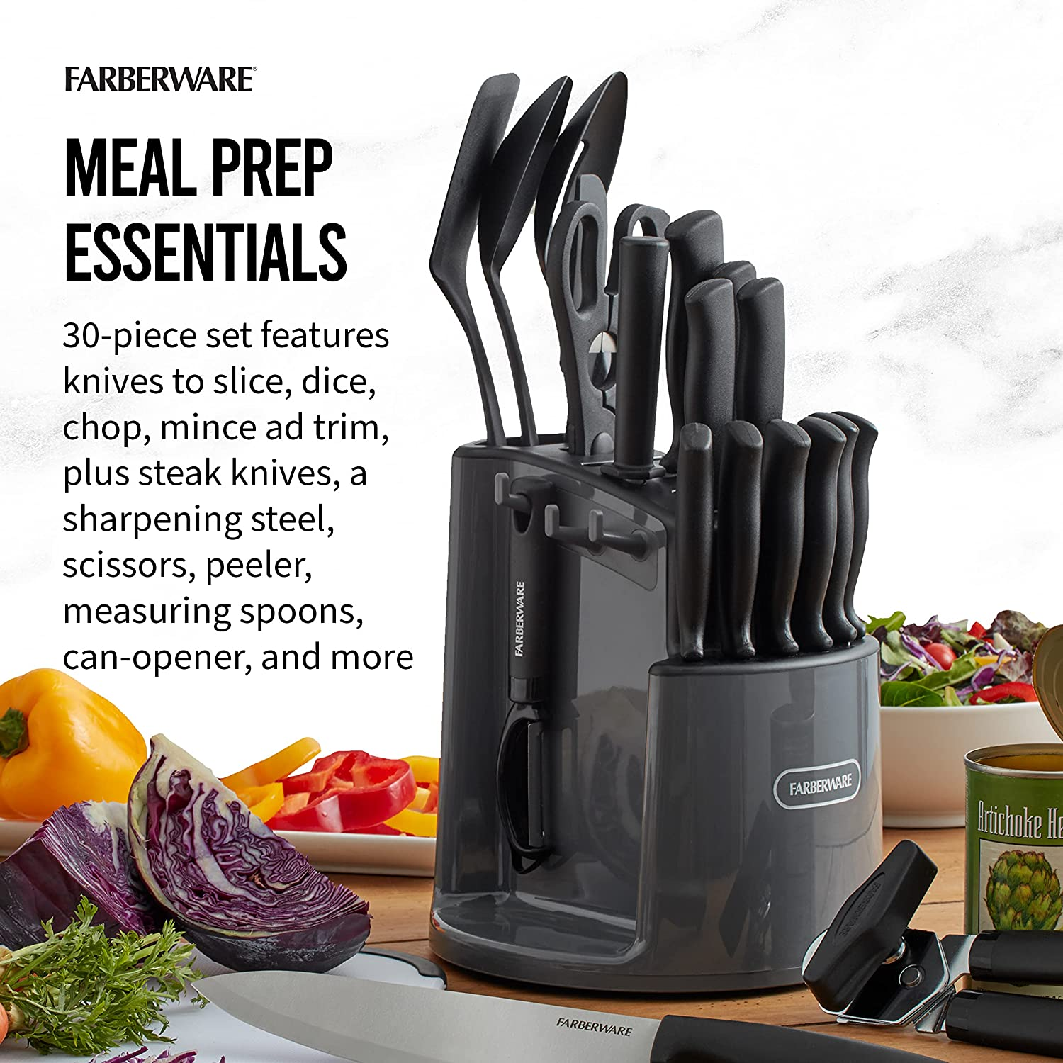 Spin-And-Store Knife and Kitchen Tool Set 