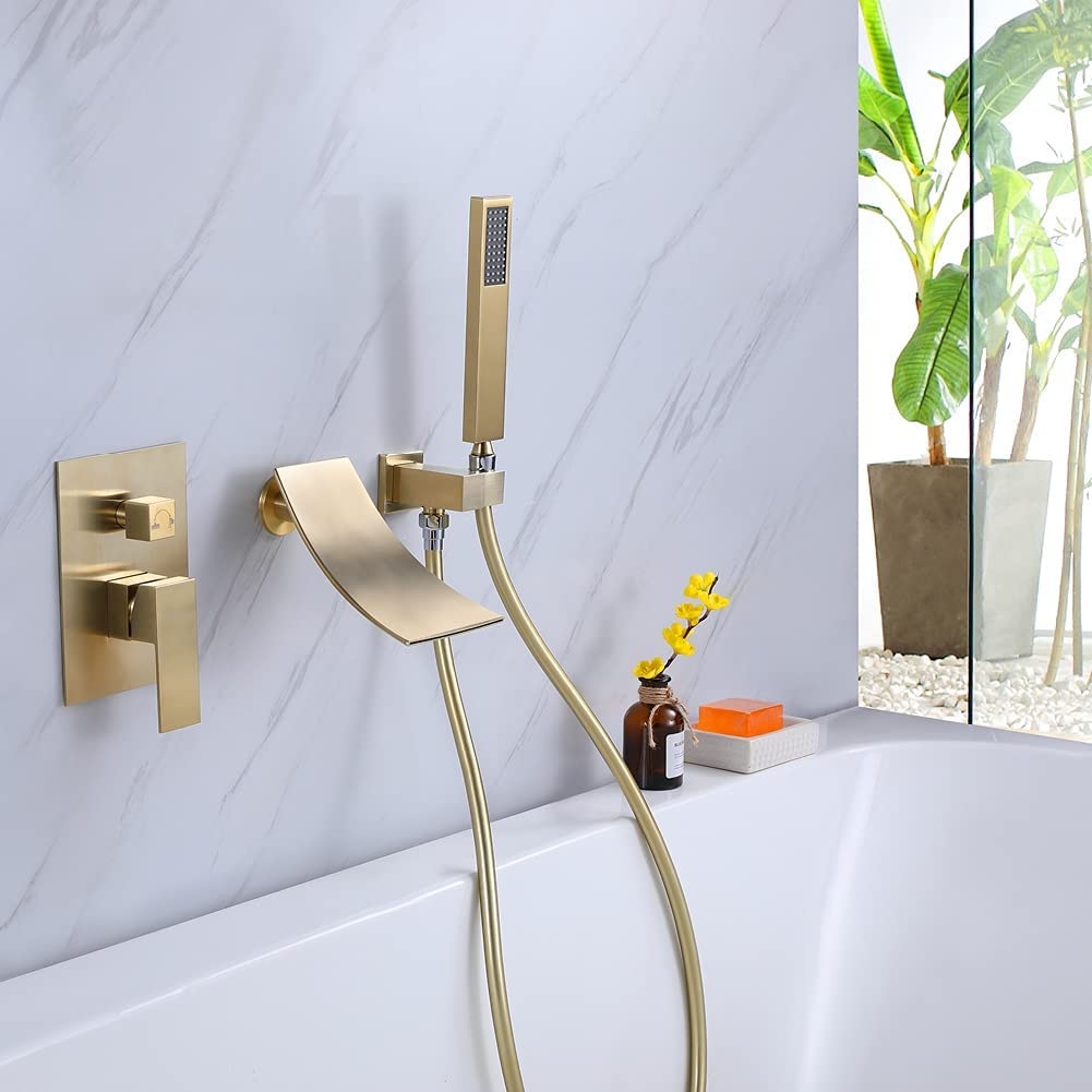 Wall Mount Bathtub Faucet with Handheld Shower