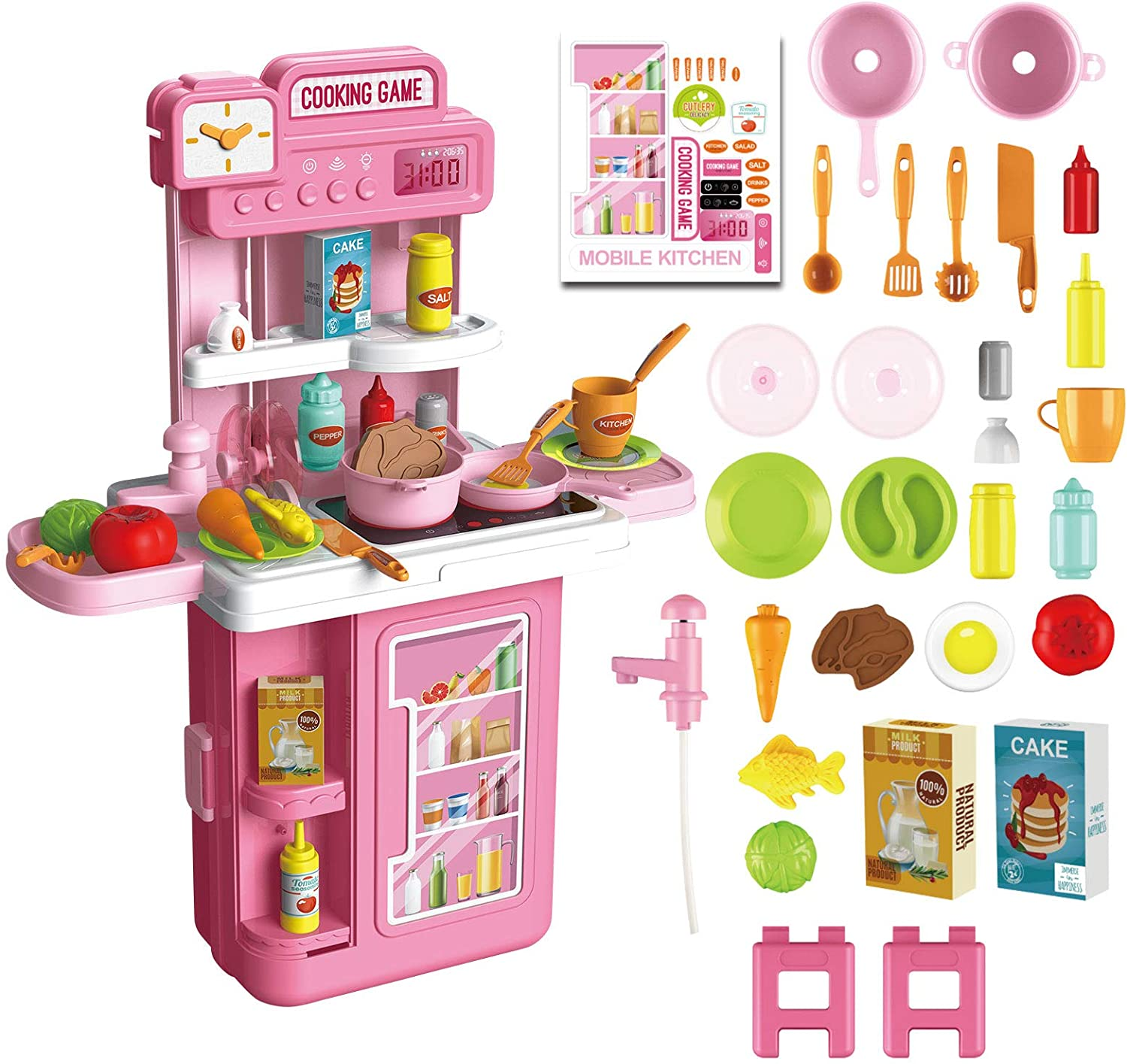 Pretend Play Kitchen Set for Toddler, 41 PCS