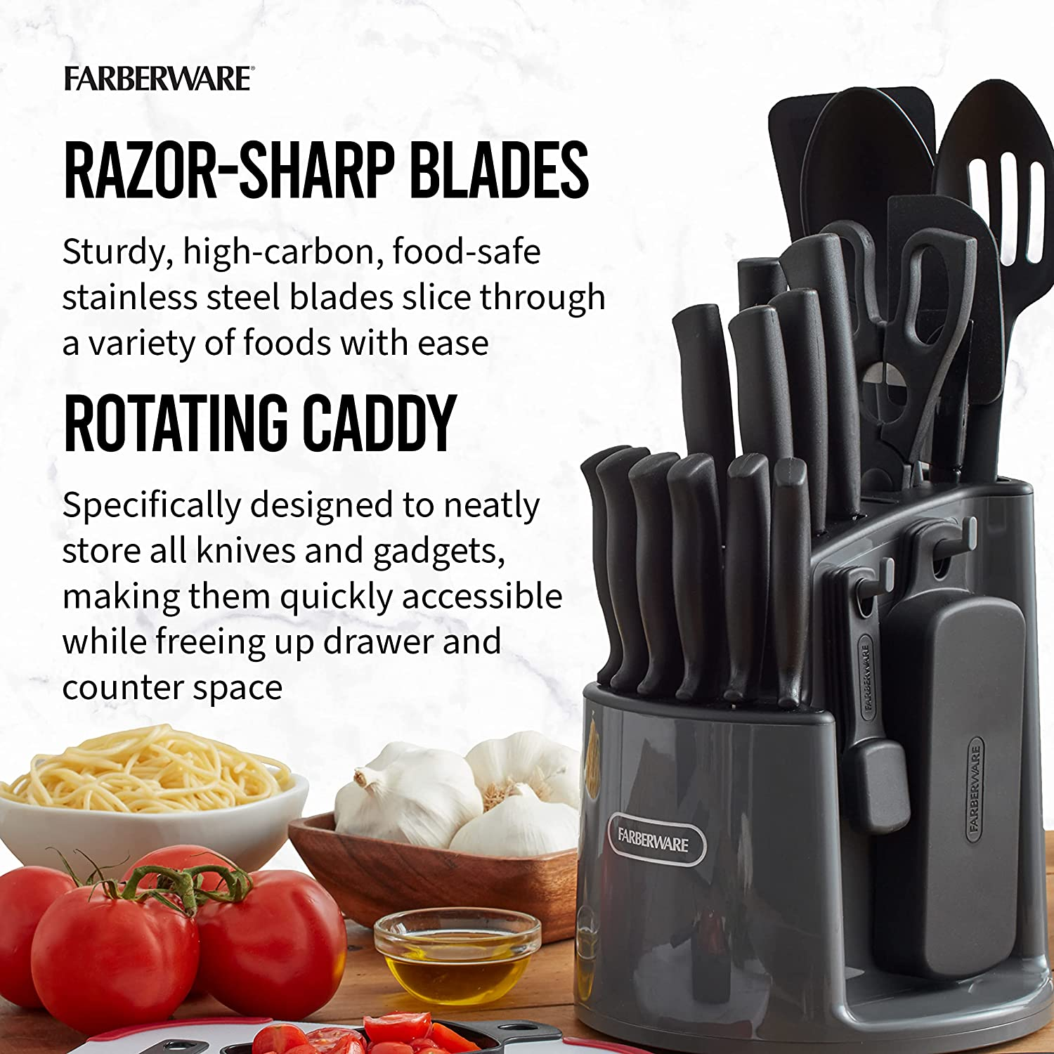 Spin-And-Store Knife and Kitchen Tool Set 