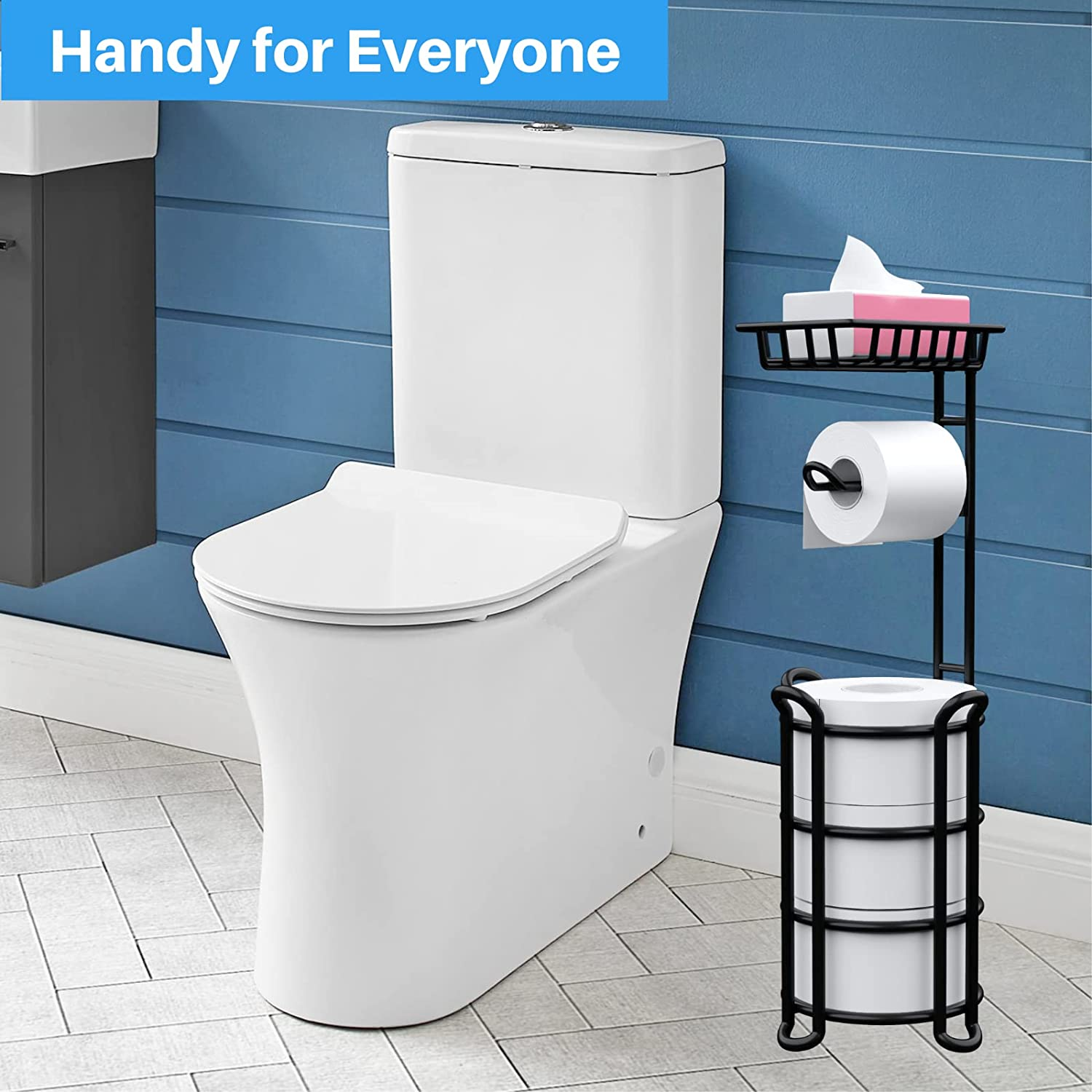 Toilet Paper Holder Stand with Shelf