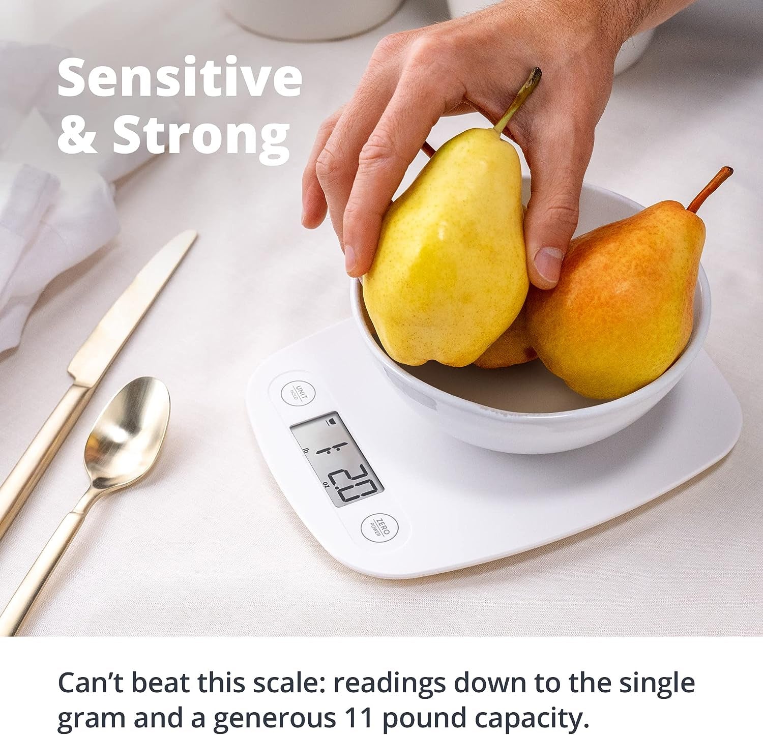 Eggshell White Food Scale - Digital Display Shows Weight in Grams, Ounces, Milliliters, and Pounds | Perfect for Meal Prep, Cooking, and Baking | Designed in St. Louis