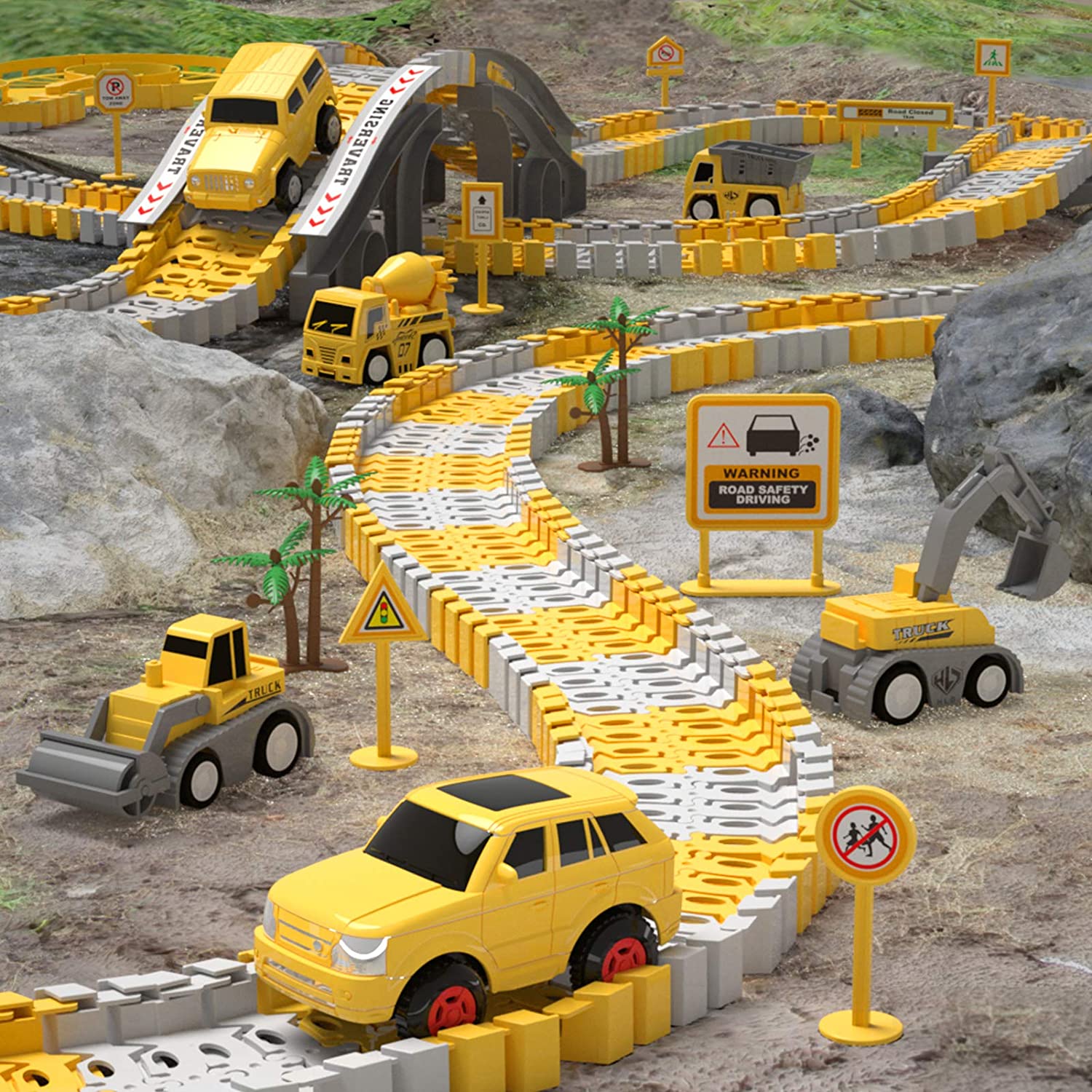 Construction Car and Flexible Track Playset