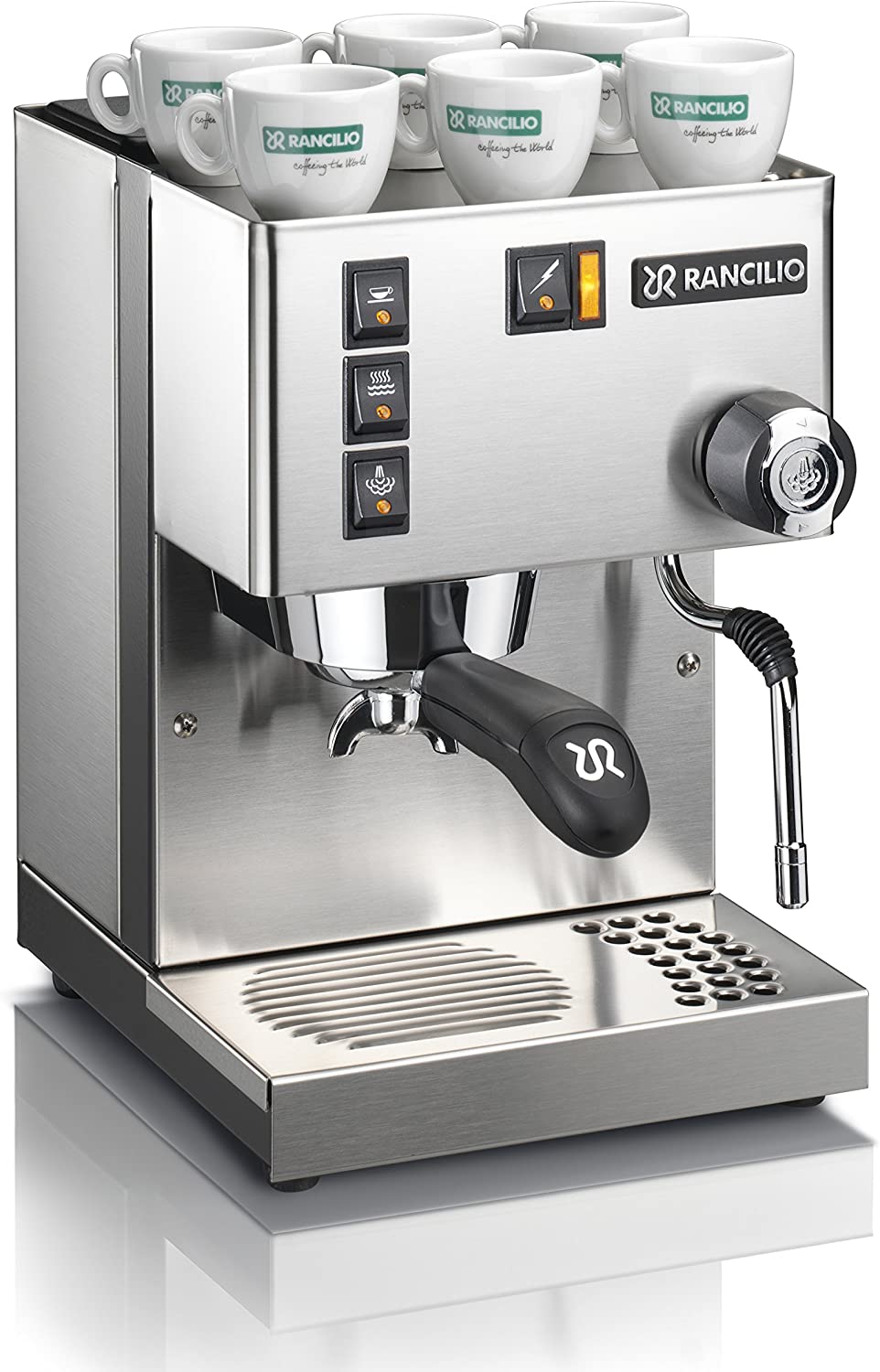 Espresso Machine with Iron Frame and Stainless Steel Side Panels