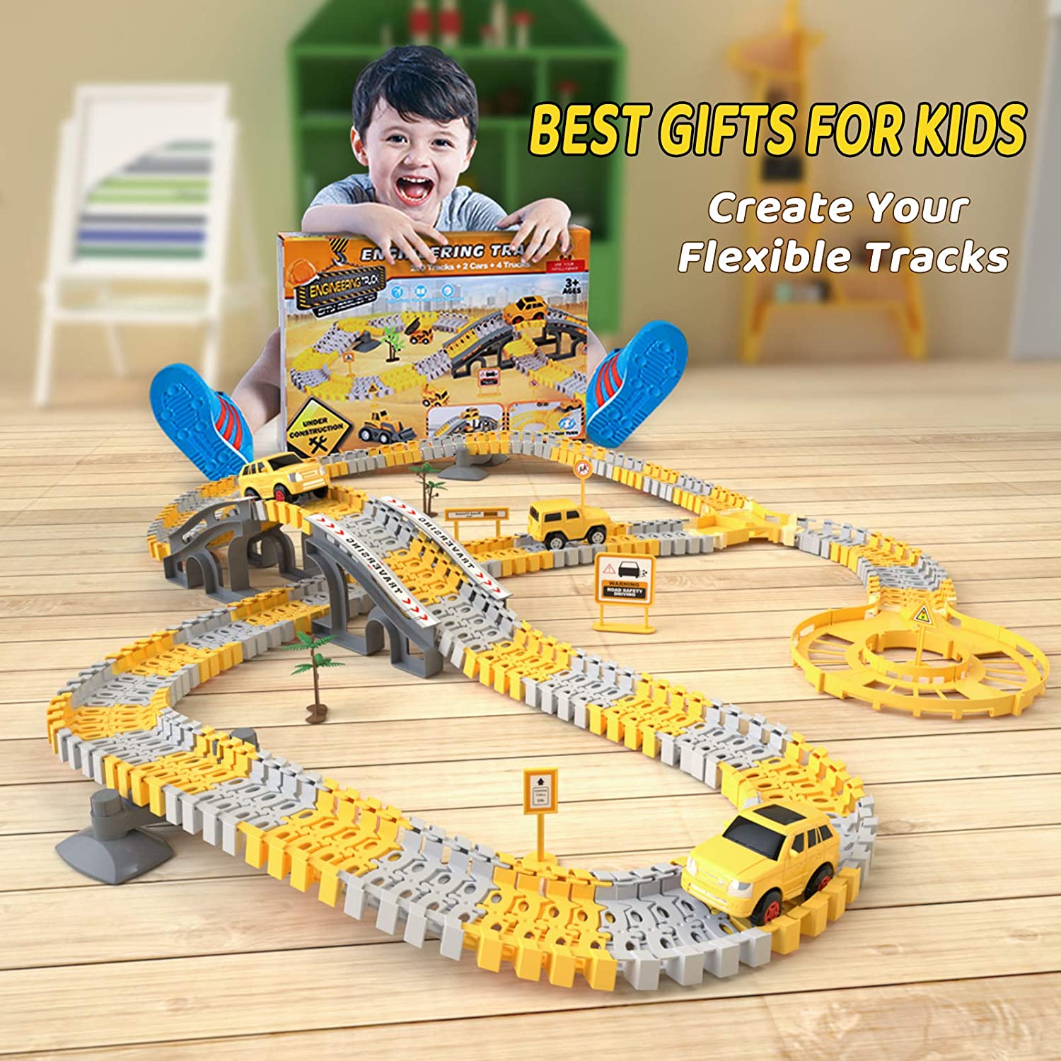 Construction Car and Flexible Track Playset