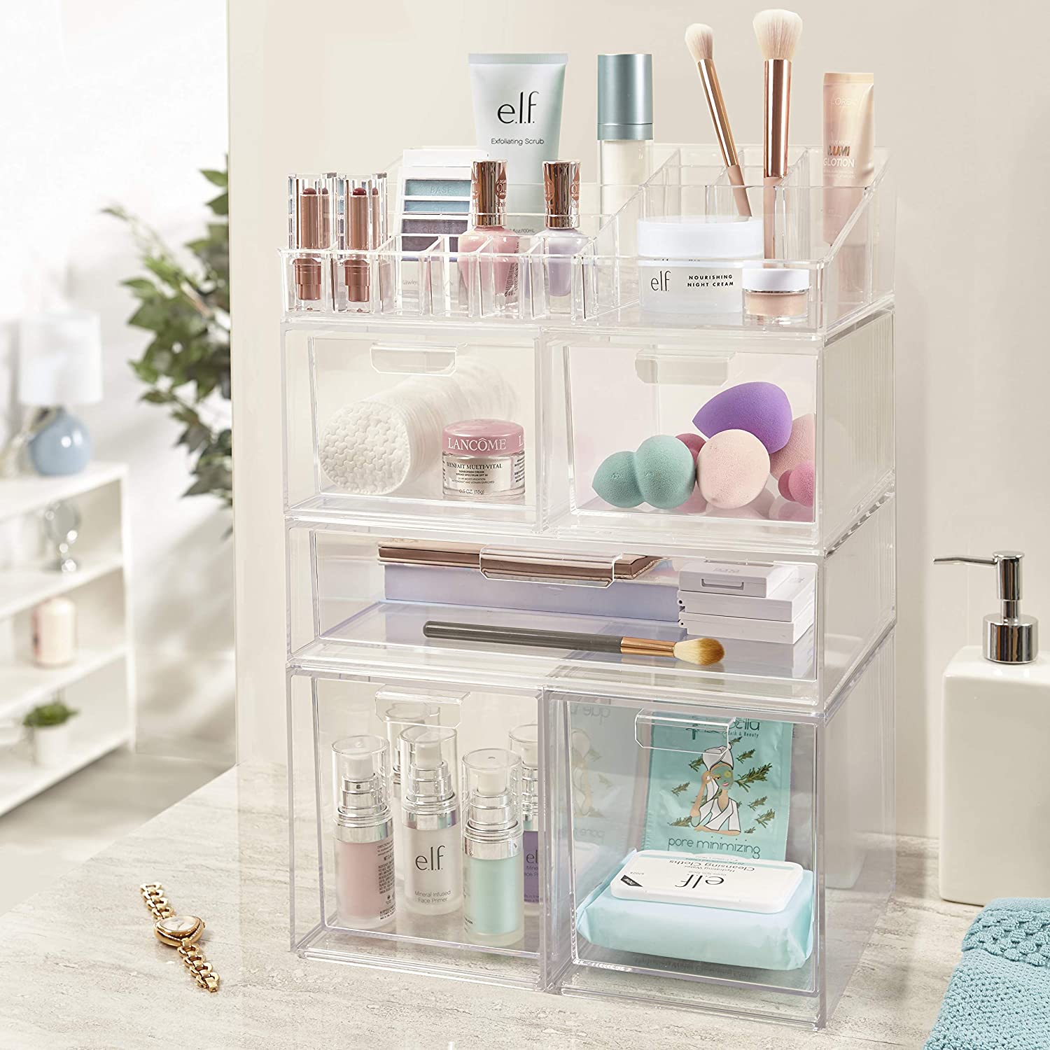 Stackable Cosmetic Organizer Drawers