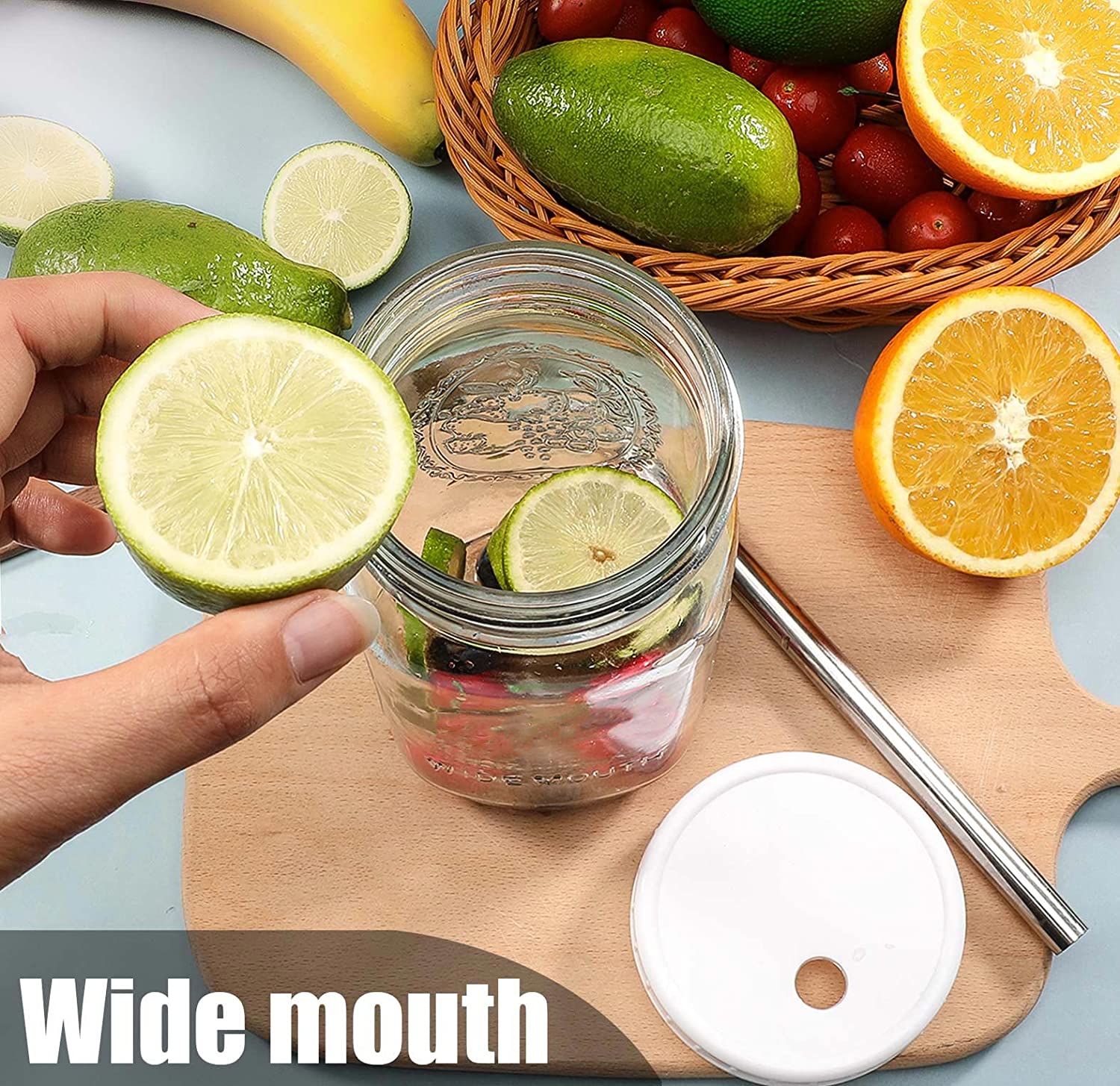 Reusable Wide Mouth Glass Smoothie Cups