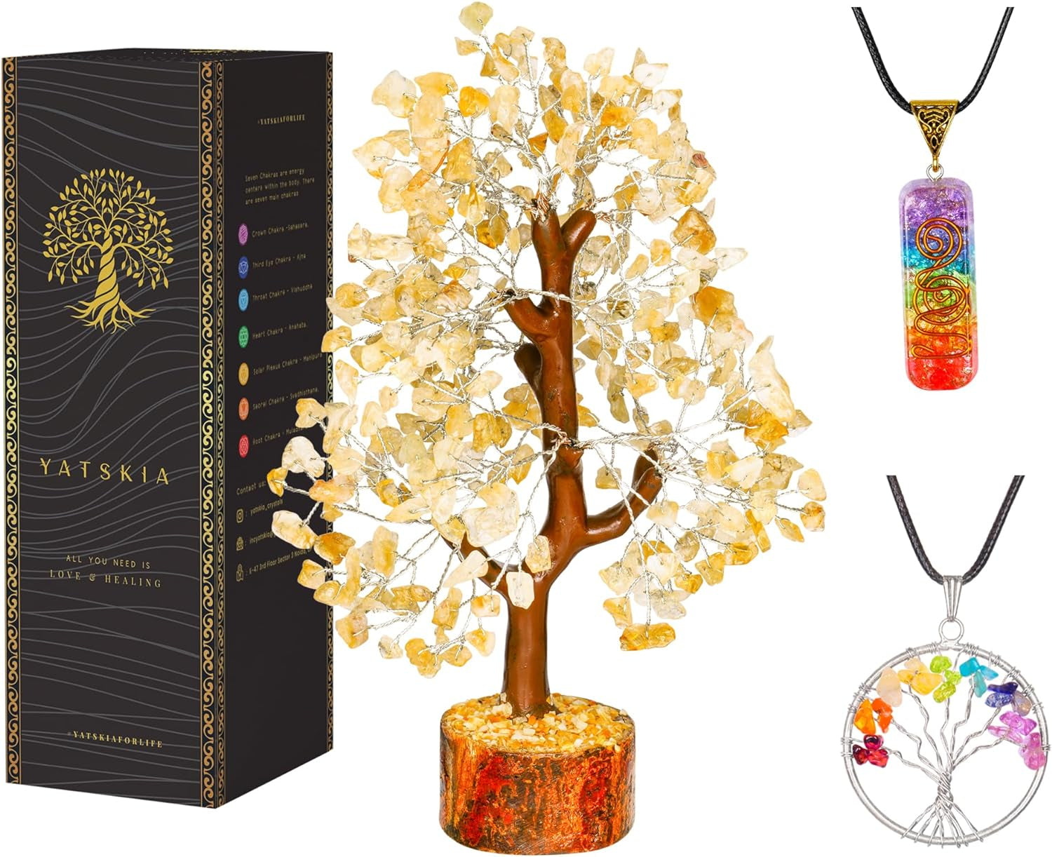 Seven Chakra Tree of Life - Crystal Tree for Positive Energy - Tree of Life Decor - Feng Shui Decor - Spiritual Gifts - 7 Chakra Tree, Money Tree - Stone Tree - Home Decor - Crystal Decor