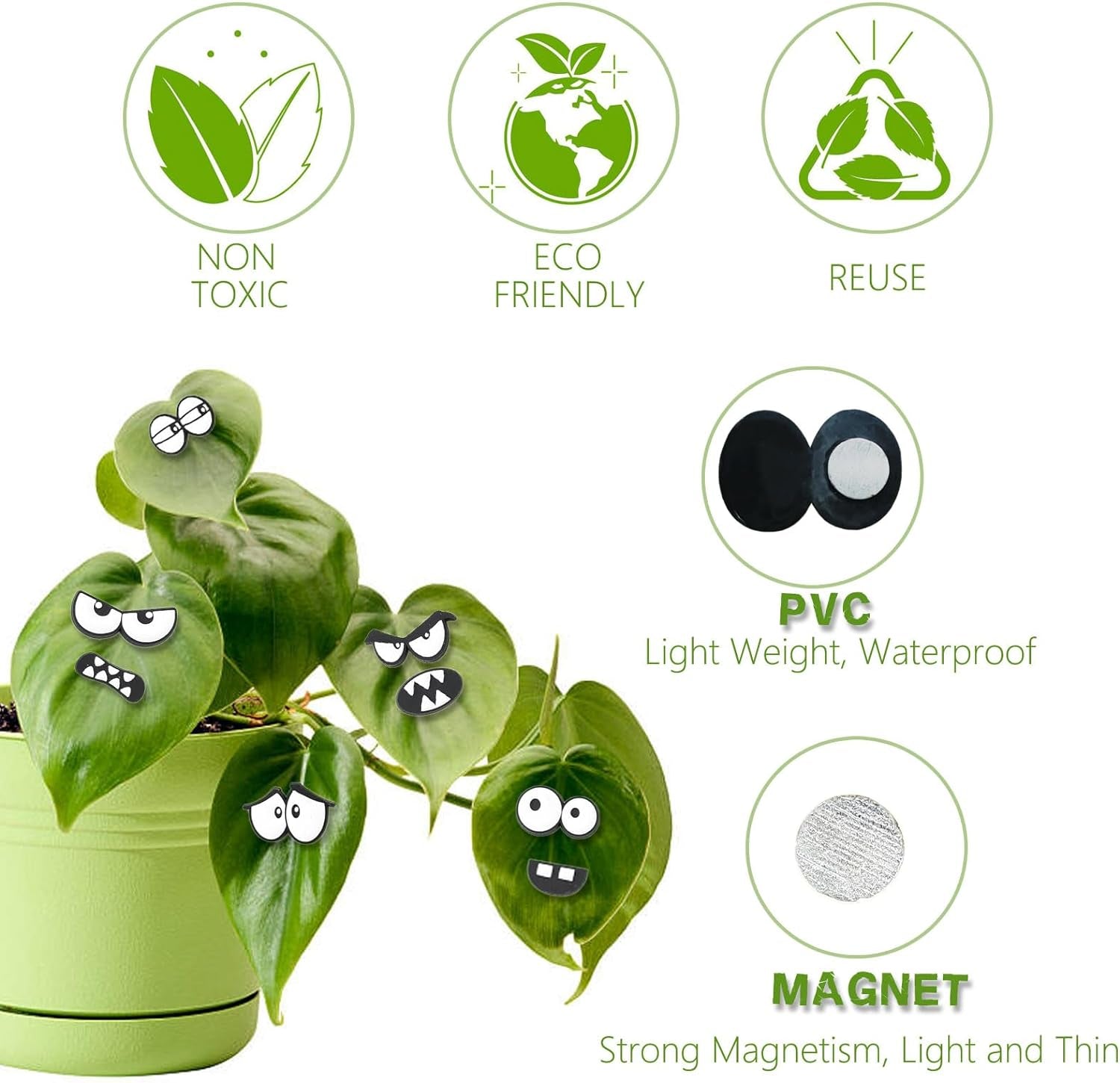 Plant Magnets, 20Pcs Monster Plant Magnets Eyes for Potted Plants, Funny Plant Pins Charms, Cute Plant Safe Magnets Silicone Decor, Indoor Outdoor Plant Accessories, Unique Gifts for Plant Lovers (A)