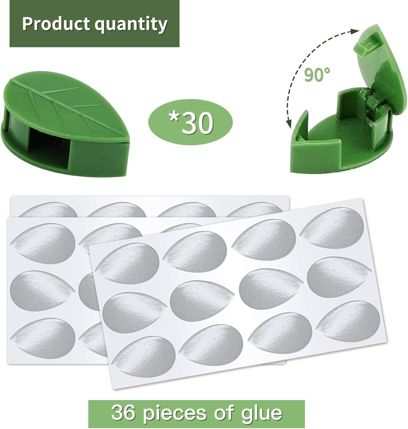 30 Pcs Plant Climbing Wall Fixture Clip Self-Adhesive Hook Vines Traction Invisible Stand Green Leaf Plant Clip Garden Wall Clip Plant Clip for Climbing Plants