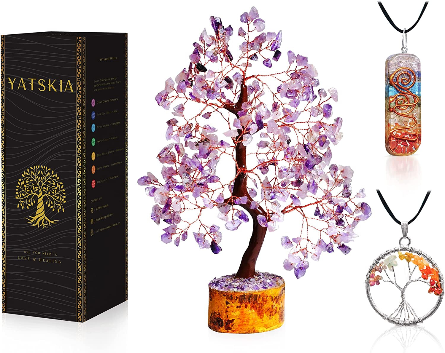 Seven Chakra Tree of Life - Crystal Tree for Positive Energy - Tree of Life Decor - Feng Shui Decor - Spiritual Gifts - 7 Chakra Tree, Money Tree - Stone Tree - Home Decor - Crystal Decor