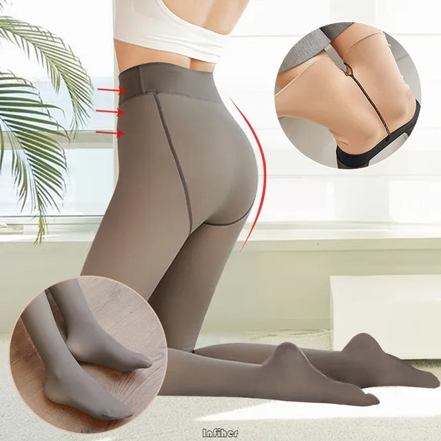 A woman sitting on a chair exuding sophistication in Sensual Chic Translucent Leggings.