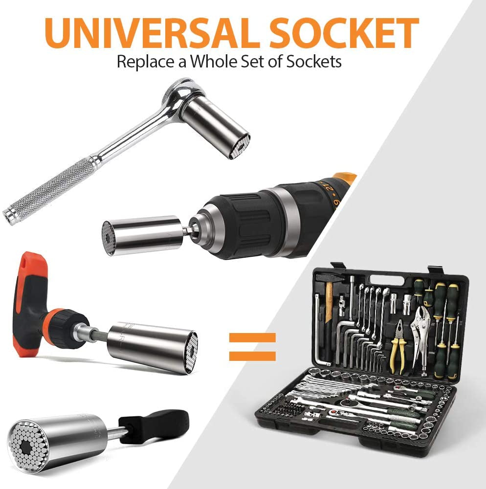 Super Universal Socket Tools Gifts for Men - Christmas Stocking Stuffers Mens Gift Socket Set with Power Drill Adapter(7-19 MM) Cool Stuff Gadgets for Men Women Birthday Gift for Dad Fathers Husband