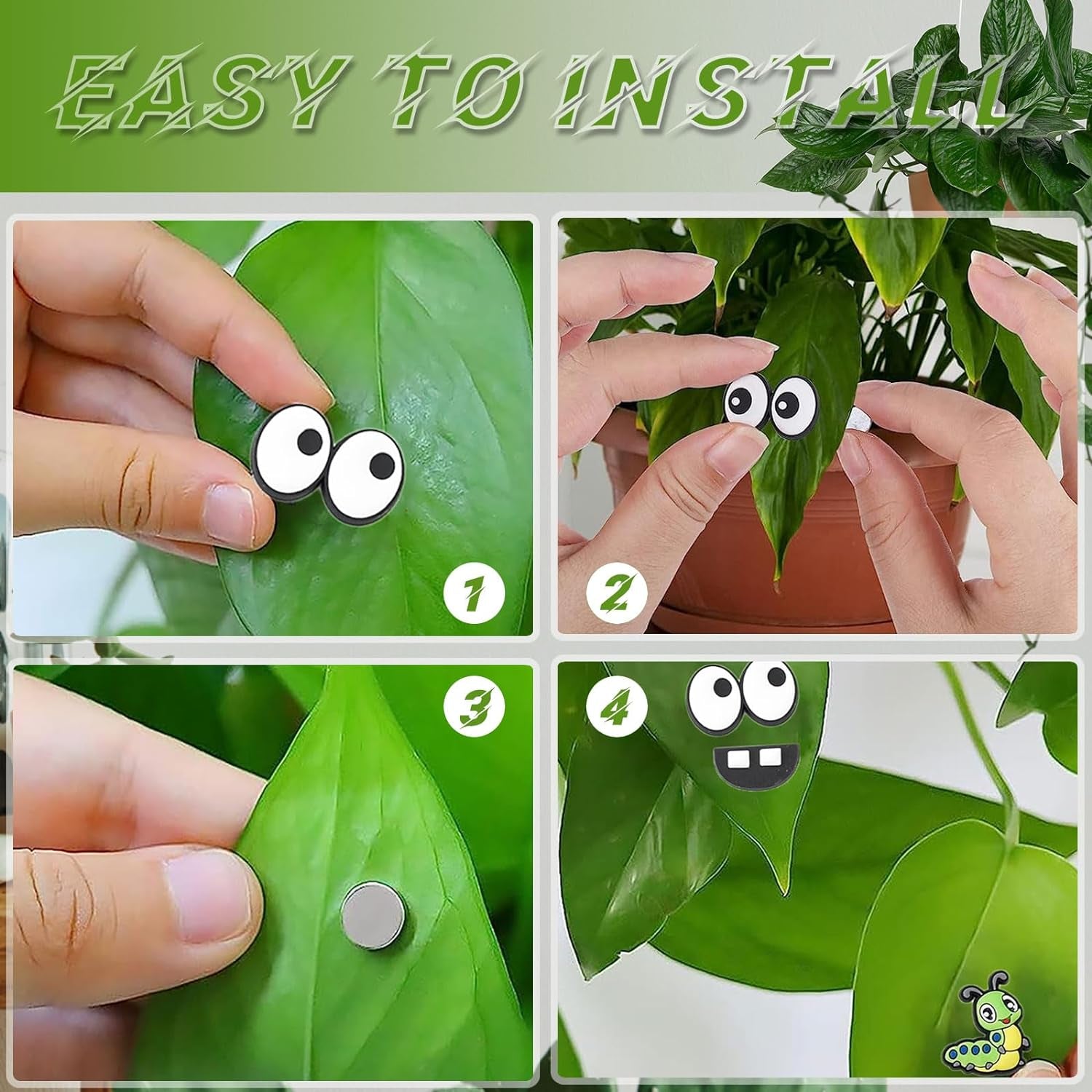 Plant Magnets, 20Pcs Monster Plant Magnets Eyes for Potted Plants, Funny Plant Pins Charms, Cute Plant Safe Magnets Silicone Decor, Indoor Outdoor Plant Accessories, Unique Gifts for Plant Lovers (A)