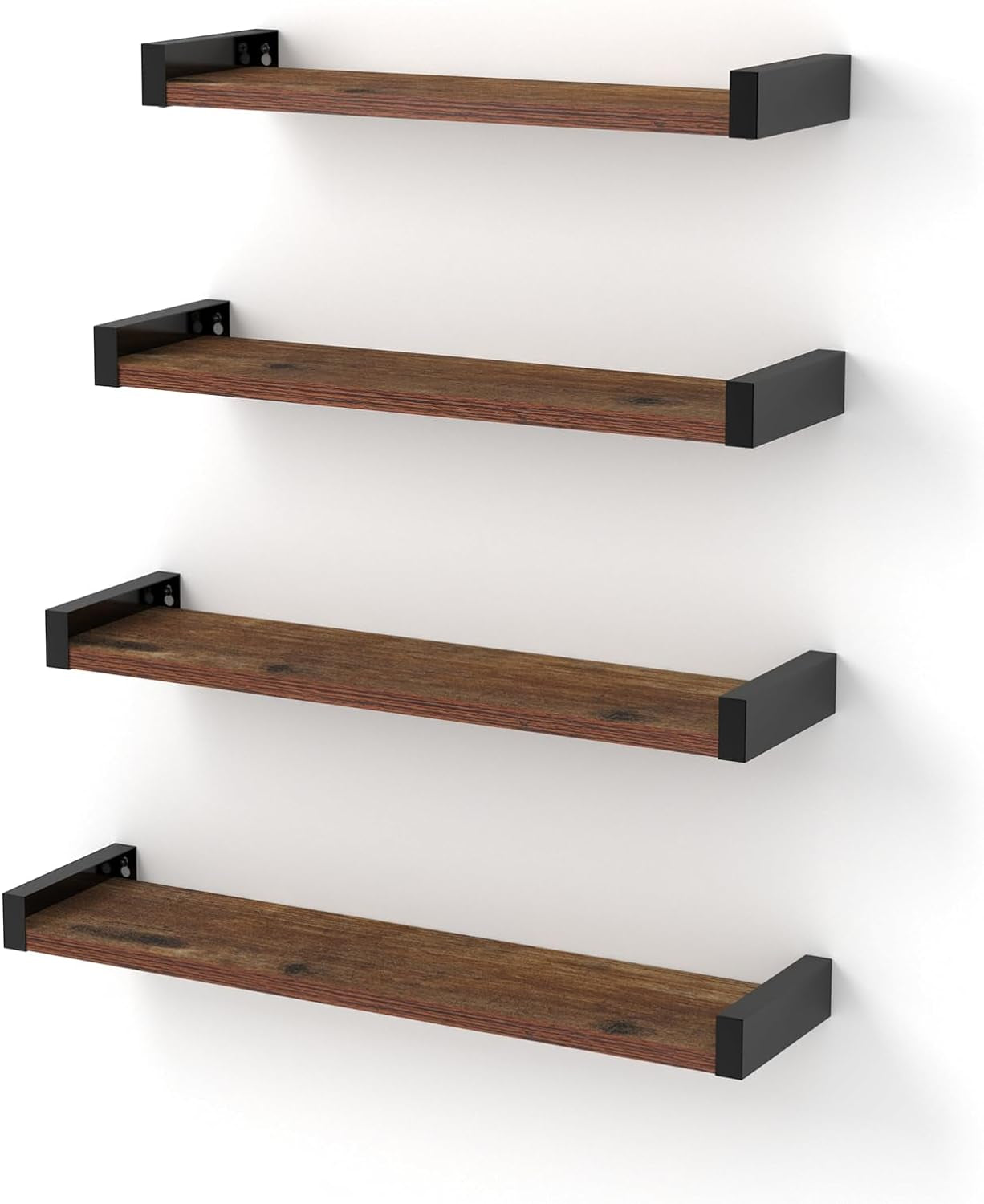 23.6 Inches Wall Shelves Set of 4, Rustic Wood Floating Shelf for Bderoom, Living Room, Kitchen Storage