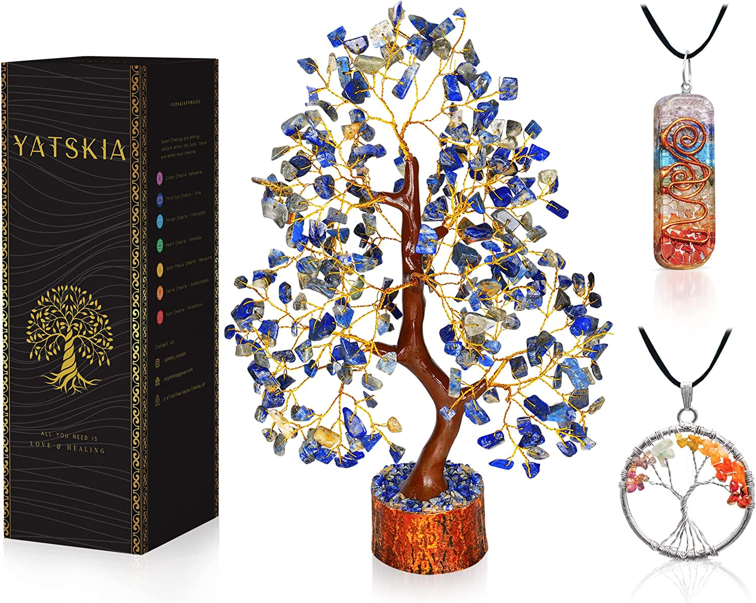 Seven Chakra Tree of Life - Crystal Tree for Positive Energy - Tree of Life Decor - Feng Shui Decor - Spiritual Gifts - 7 Chakra Tree, Money Tree - Stone Tree - Home Decor - Crystal Decor
