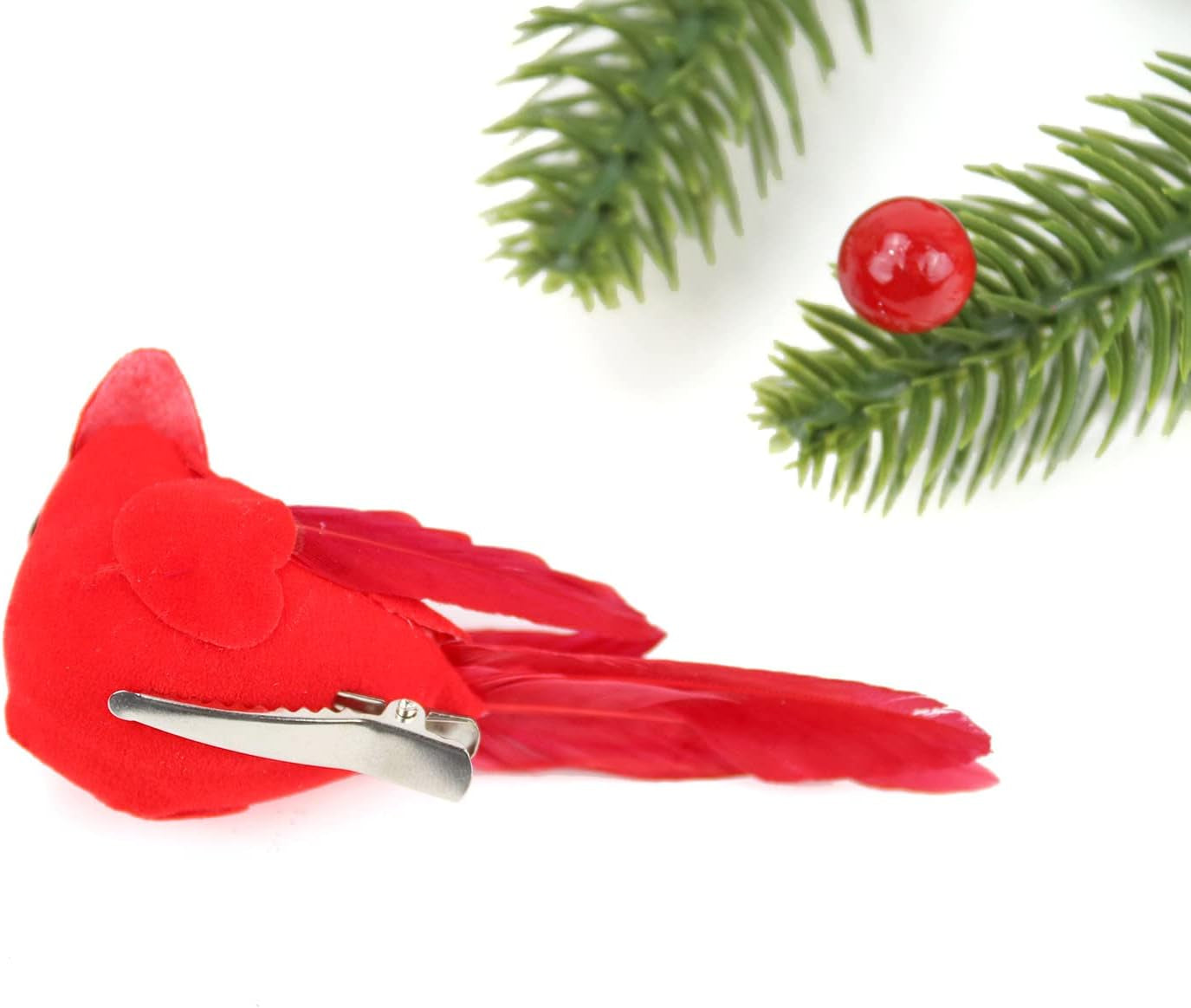 24 Pcs Cardinals, Artificial Red Cardinal Birds, Clip on Christmas Red Cardinal Ornaments for Christmas Tree Decorations, Wreath, Centerpiece and Crafts - 3.5"-3.9" Long