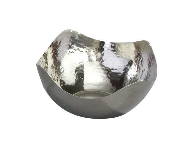 An Elegance Hammered 6-Inch Stainless Steel Bowl, 6" x 6" x 3" with a pattern on it.