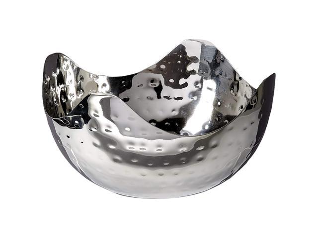 An Elegance Hammered 6-Inch Stainless Steel Bowl, 6" x 6" x 3" with a pattern on it.