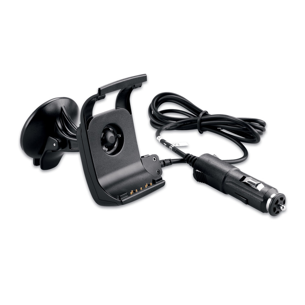A black Garmin Suction Cup Mount w-Speaker f-Montana® 6xx Series & Monterra™ with a cord attached to it.