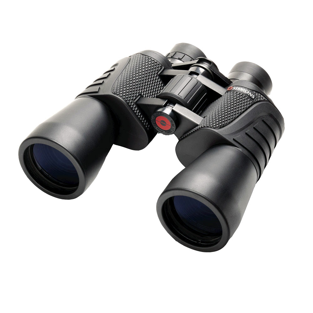 A pair of Simmons ProSport Porro Prism Binocular - 10 x 50 Black on a white background.