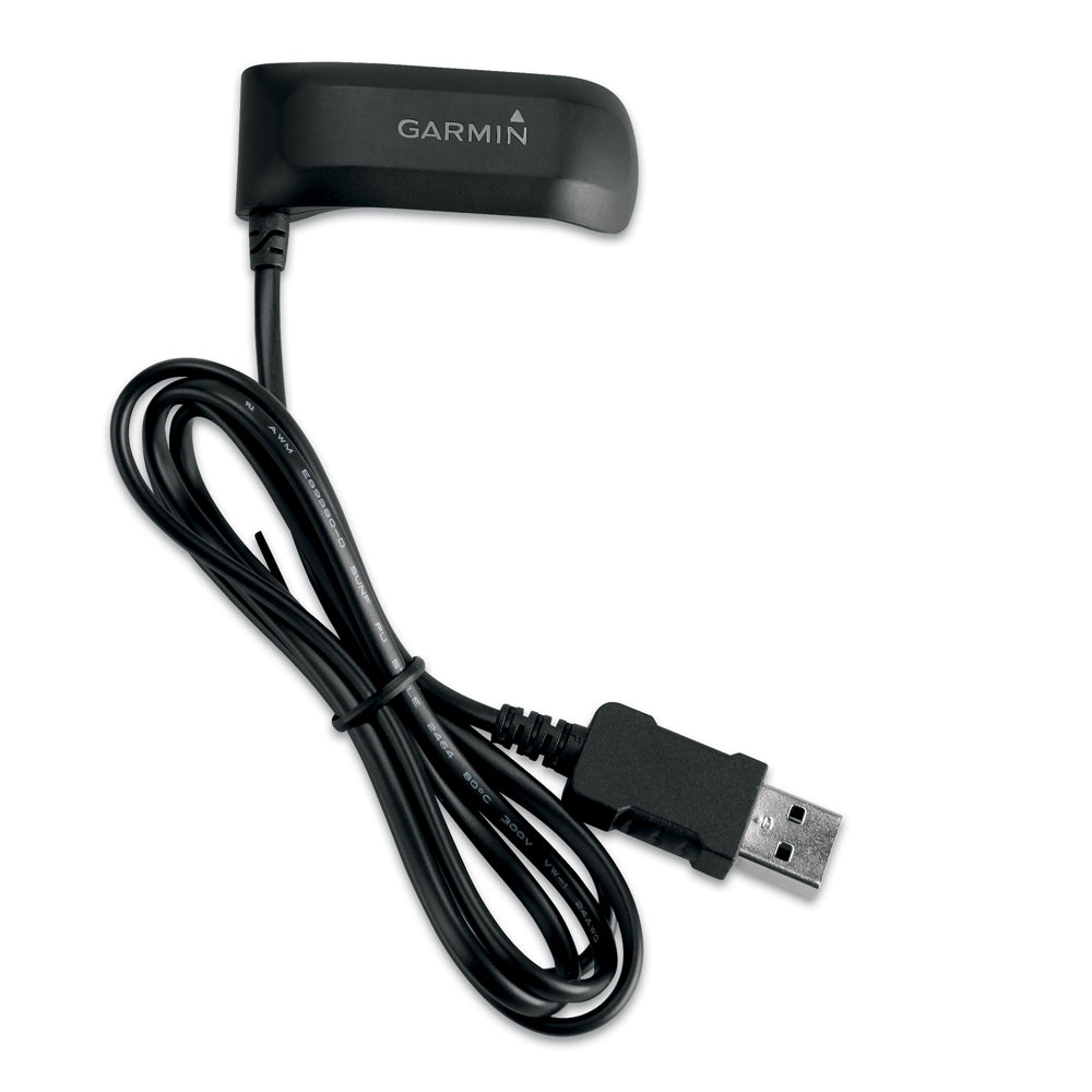 A black Garmin usb cable connected to a device.