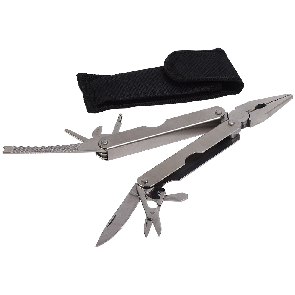A Sea-Dog Multi-Tool w-Knife Blade - 304 Stainless Steel with a pouch on a white background.