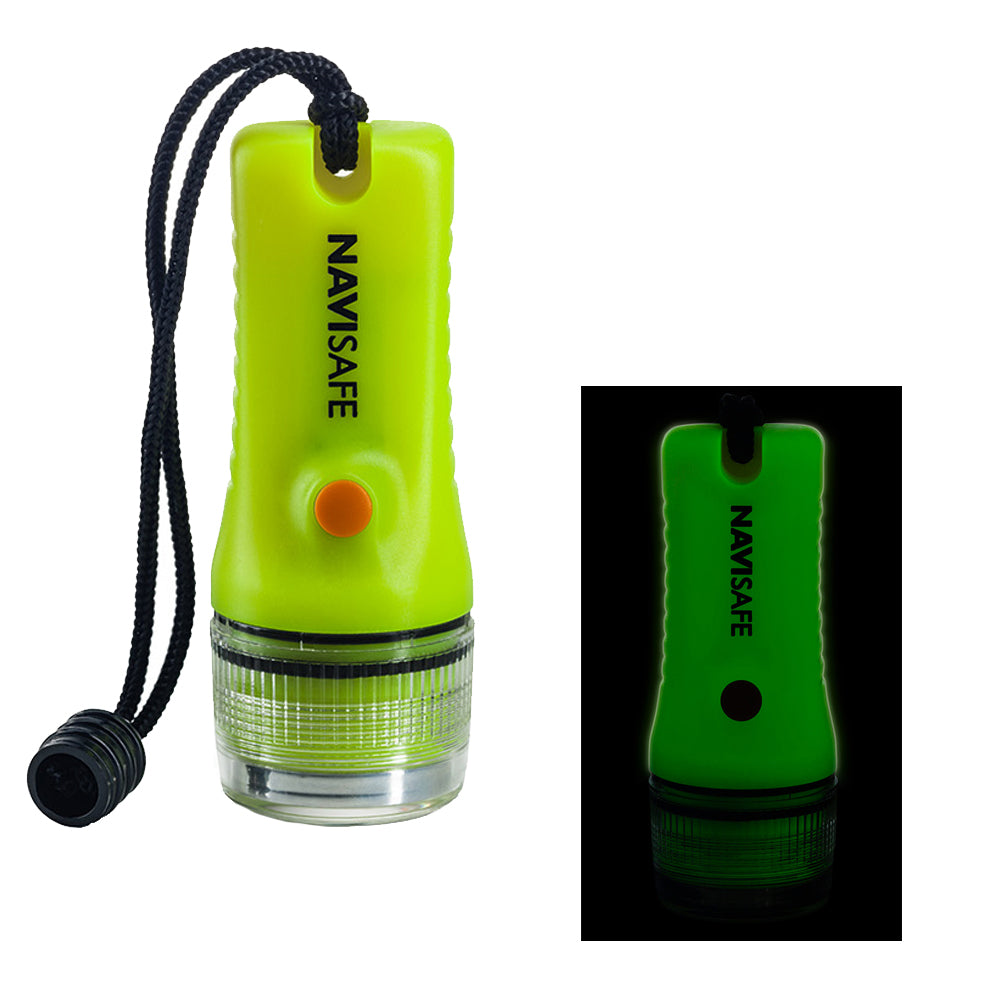 A Navisafe Navilight Glow-In-The-Dark Torch Light with a cord attached to it.