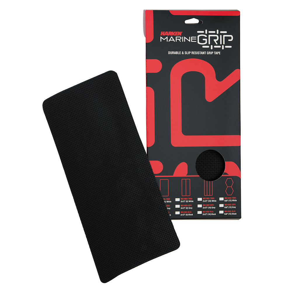 A Harken Marine Grip Tape - 6 x 12" - Black - 6 Pieces package with a red and black logo on it.