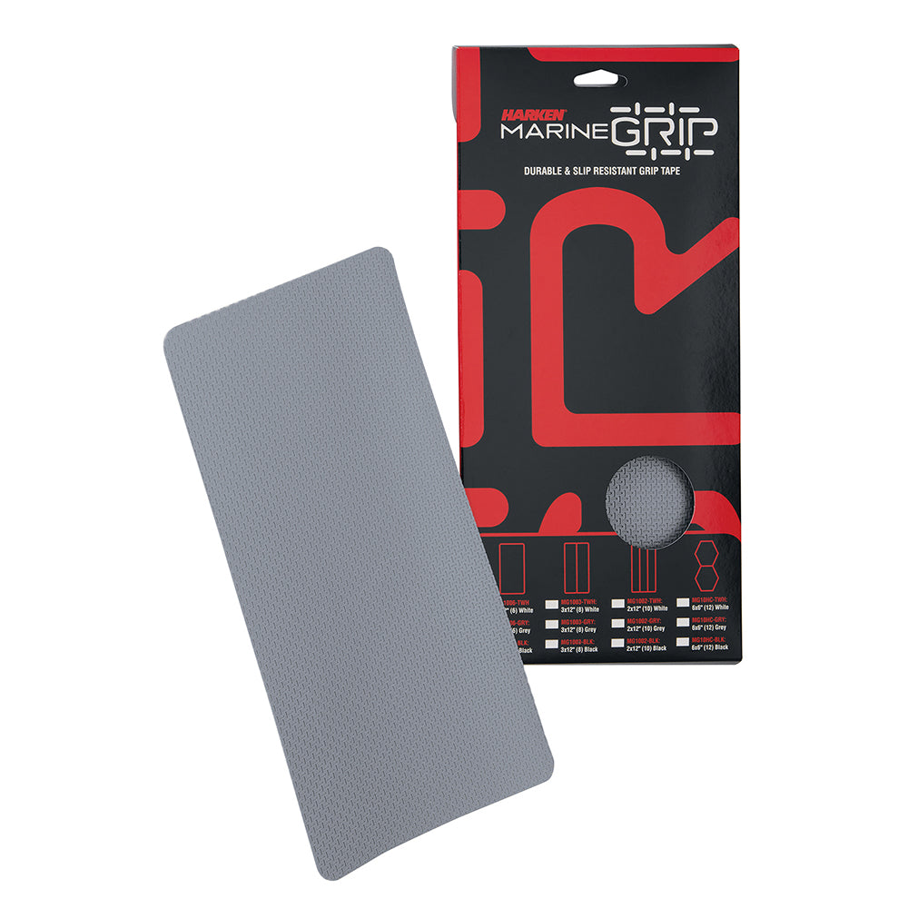A Harken Marine Grip Tape - 6 x 12" - Grey - 6 Pieces package with a grey and black sticker on it.