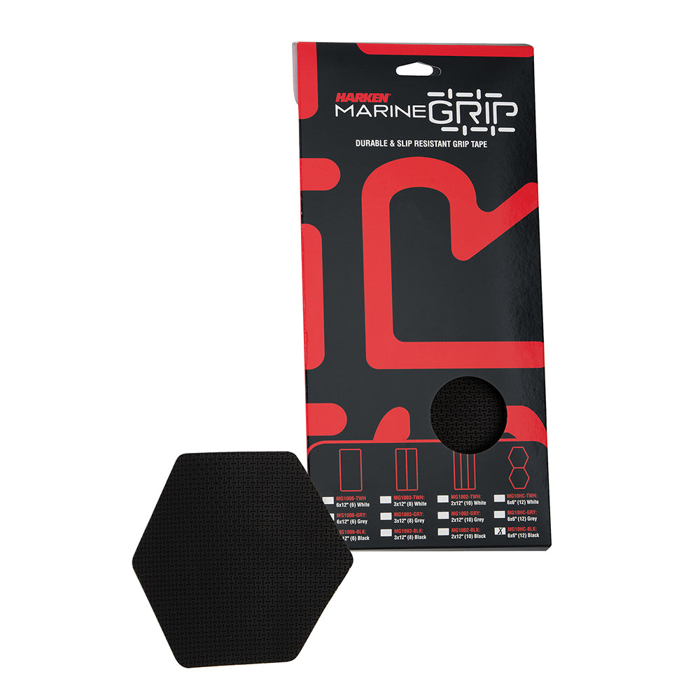 A package of Harken Marine Grip Tape - Honeycomb - Black - 12 Pieces with a black and red design.