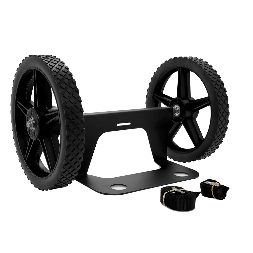 A Camco Cooler Cart Kit with two wheels and a strap.