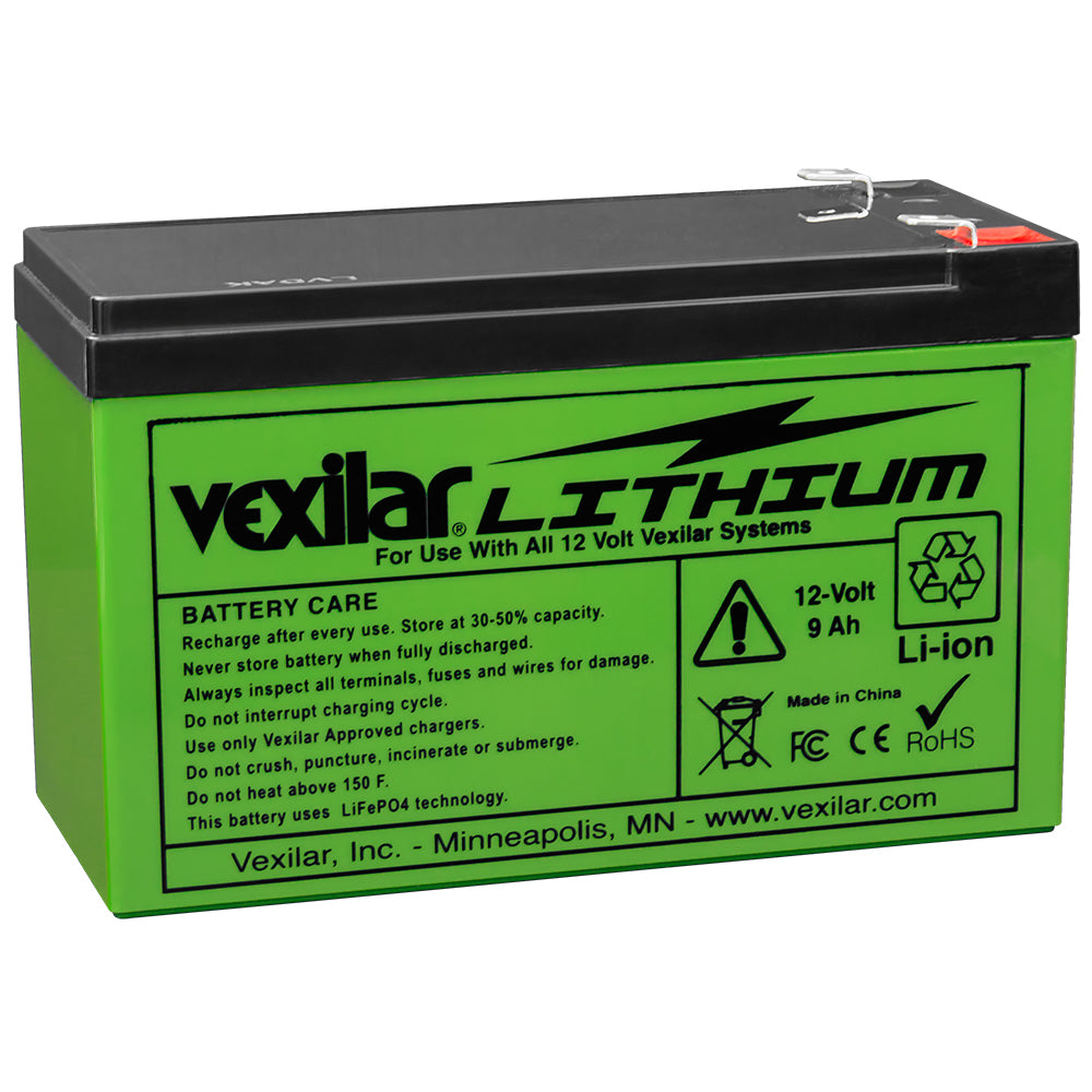 A Vexilar 12V Lithium Ion Battery on a white background.