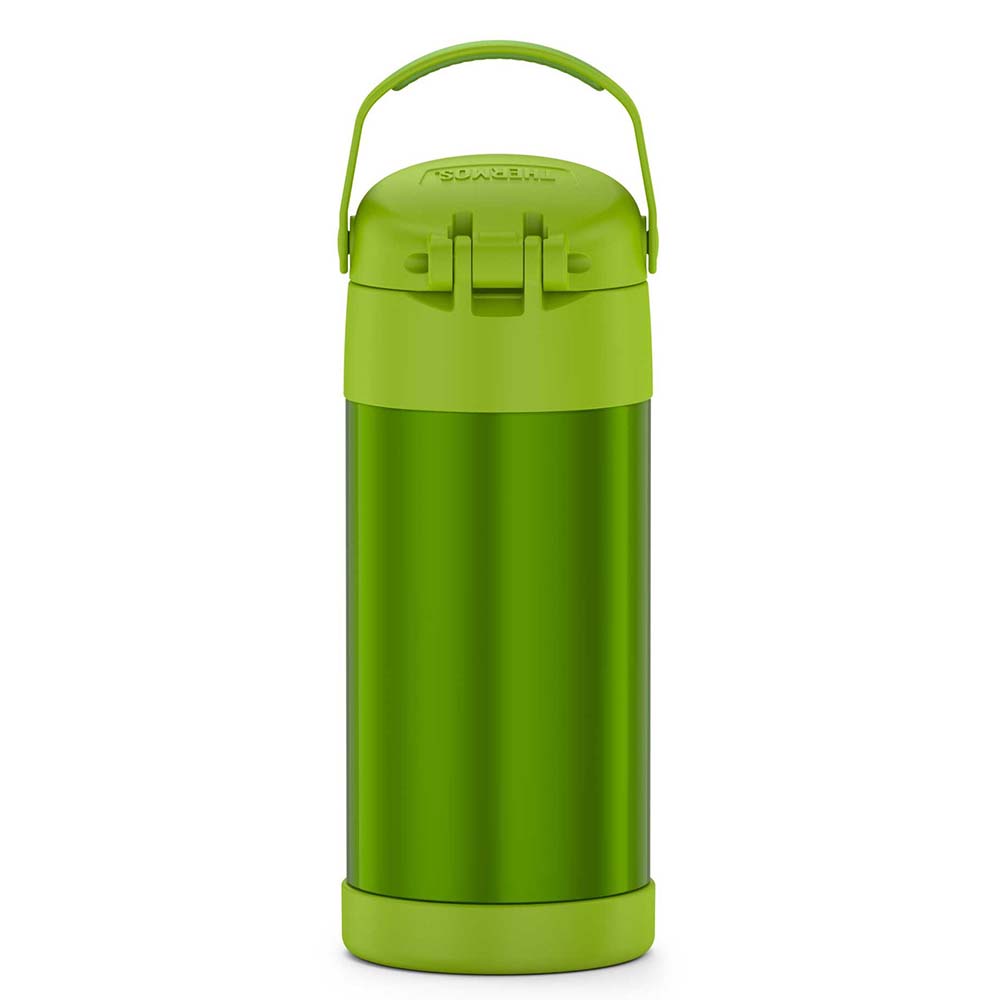 A Thermos FUNtainer® Stainless Steel Insulated Straw Bottle - 12oz - Lime on a white background.