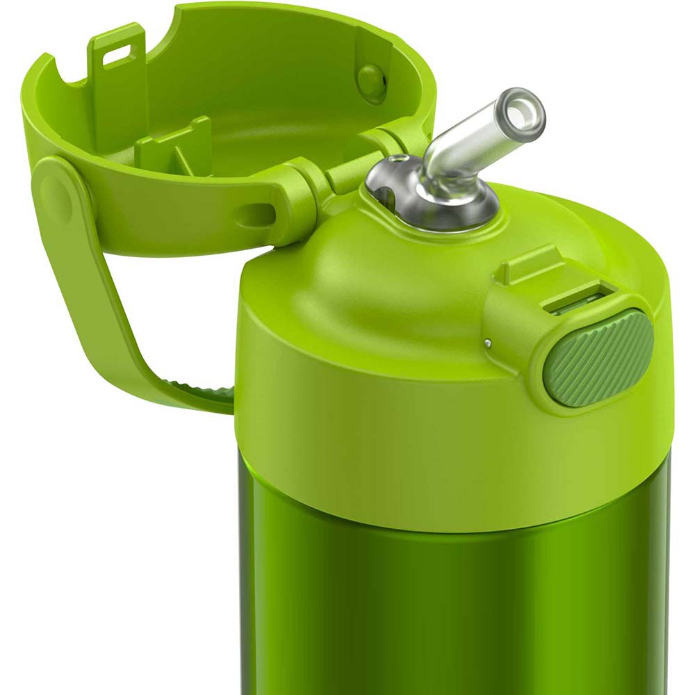 A Thermos FUNtainer® Stainless Steel Insulated Straw Bottle - 12oz - Lime on a white background.
