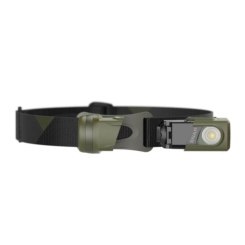 The Princeton Tec SNAP SOLO - Green headlamp with an American flag on it.
