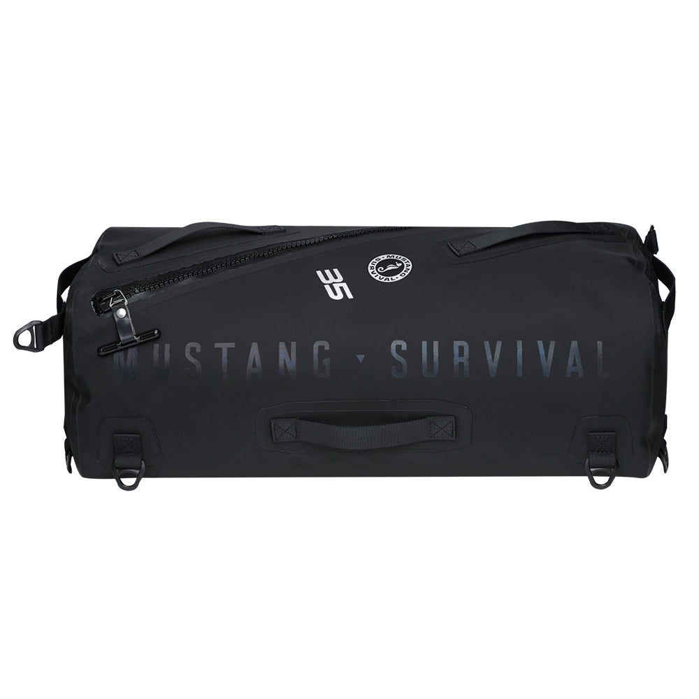 Mustang Greenwater 35L Submersible Deck Bag - Black survival duffel bag.