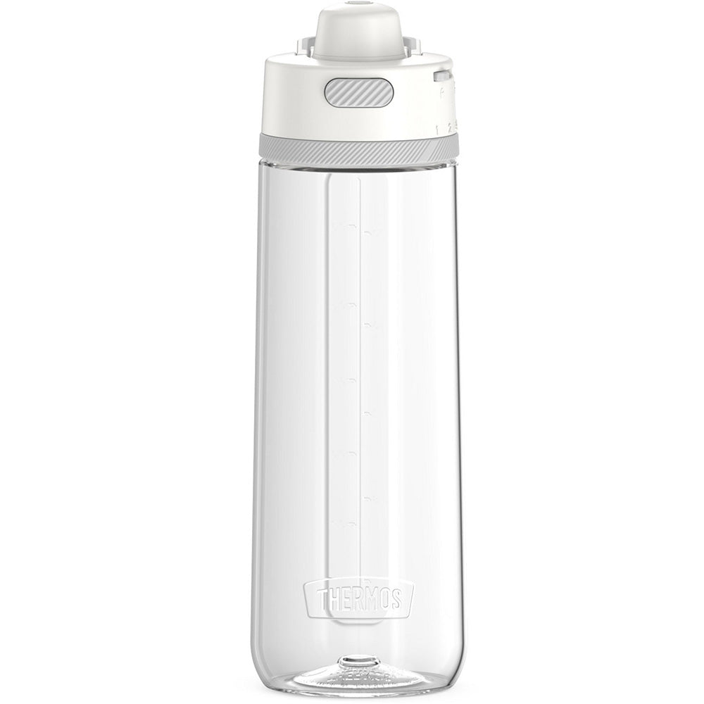 A Thermos Guardian Collection - 24oz Hard Plastic Hydration Bottle w/Spout - Sleet White with a lid on a white background.