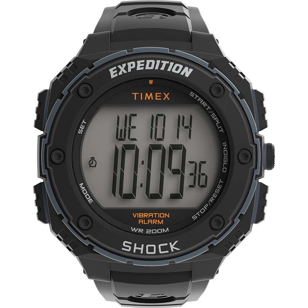 The Timex Expedition Shock - Black-Orange watch is shown on a white background.