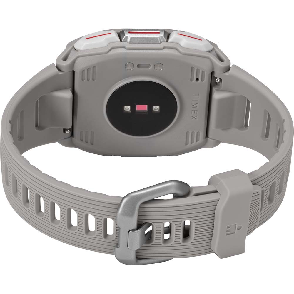 The Timex IRONMAN® R300 GPS Smartwatch - Light Grey-Silver Tone is shown on a white background.